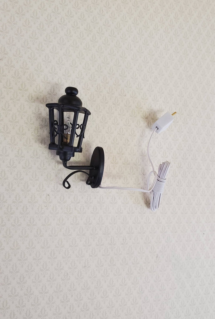 Dollhouse Miniature Light Black Coach Large Exterior Wall Lamp 1:12 Scale 12 Volt Electric - Miniature Crush