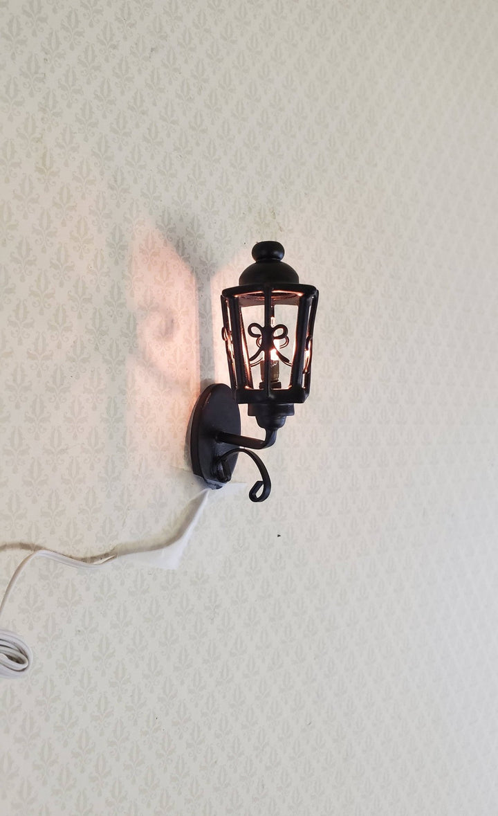 Dollhouse Miniature Light Black Coach Large Exterior Wall Lamp 1:12 Scale 12 Volt Electric - Miniature Crush