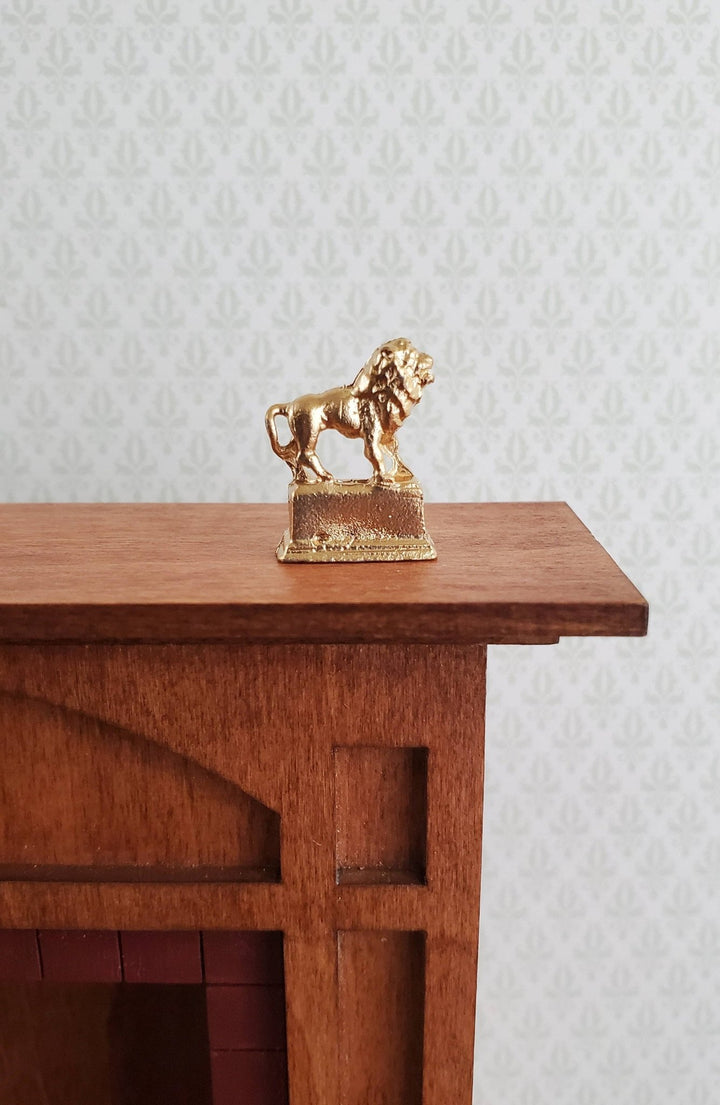 Dollhouse Miniature Lion Statue Trophy Gold 1:12 Scale Painted Metal - Miniature Crush