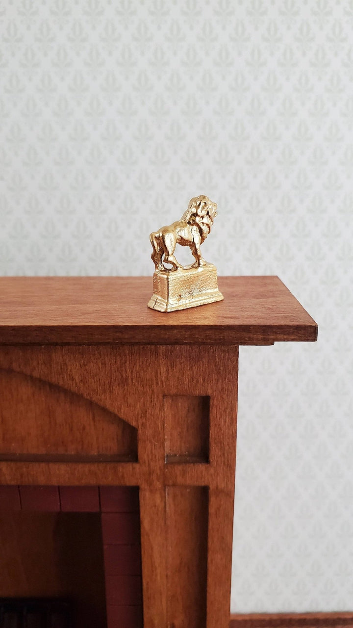 Dollhouse Miniature Lion Statue Trophy Gold 1:12 Scale Painted Metal - Miniature Crush