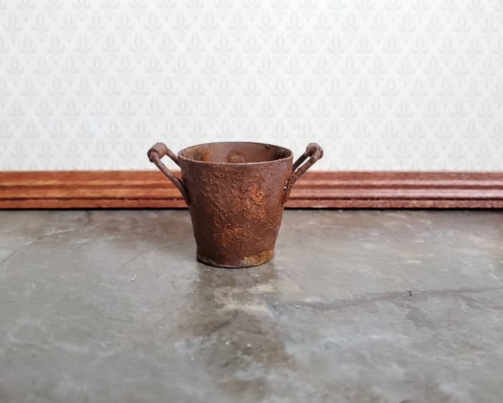 Dollhouse Miniature Metal Bucket Pail with Handles Rusted Aged 1:12 Scale Accessories - Miniature Crush