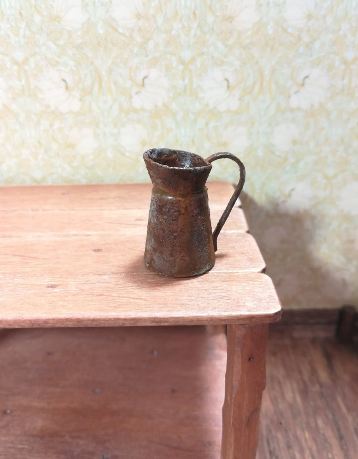 Dollhouse Miniature Metal Pitcher Jug with Handle Rusted Aged 1:12 Scale Garden - Miniature Crush