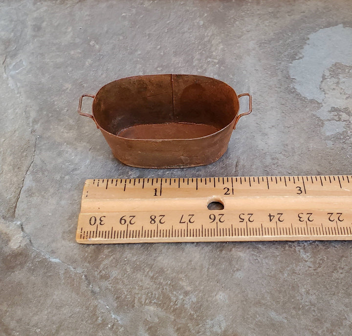 Dollhouse Miniature Metal Vat Tub with Handles Large Rusted Aged 1:12 Scale - Miniature Crush