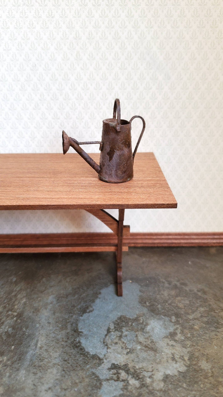 Dollhouse Miniature Metal Watering Can with Handle Rusted Aged 1:12 Scale Garden - Miniature Crush