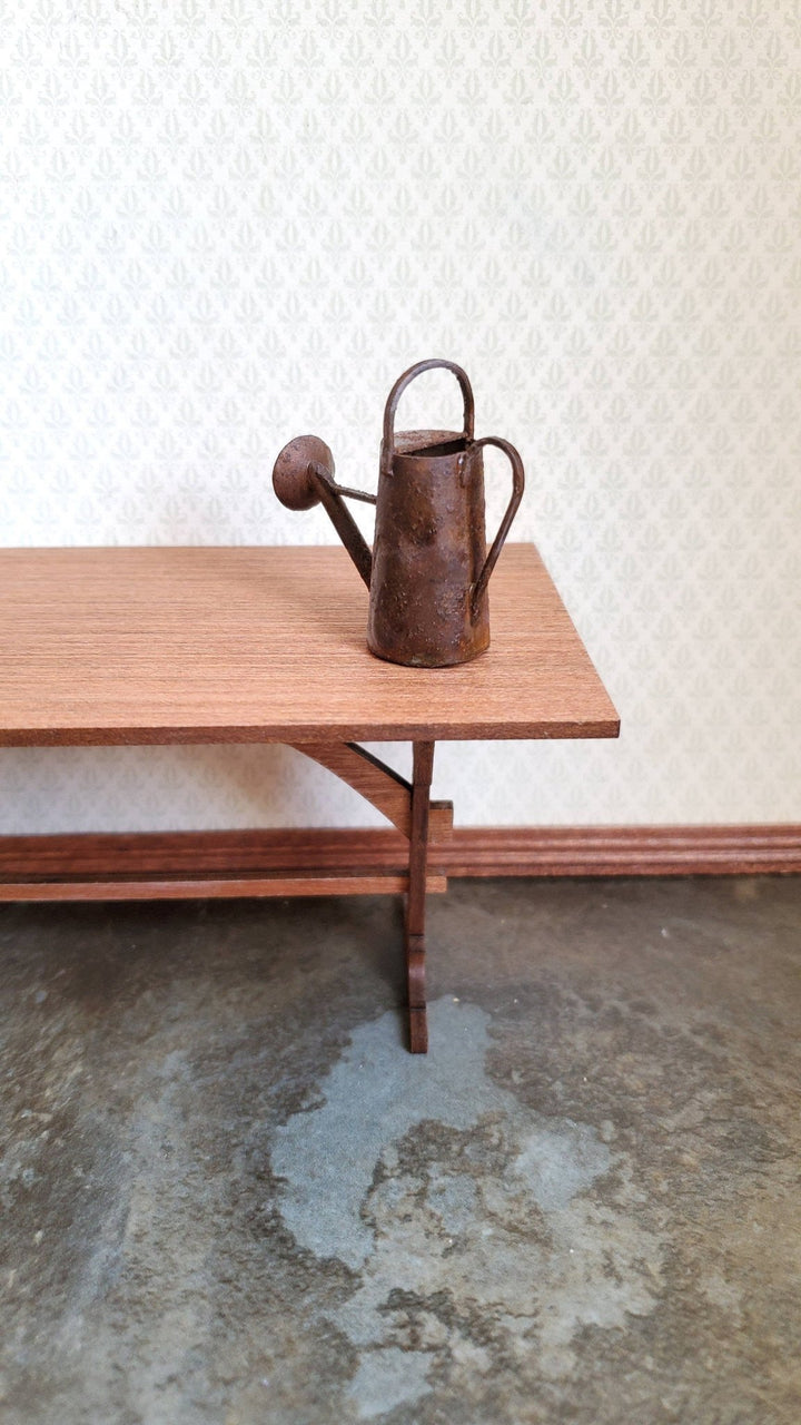 Dollhouse Miniature Metal Watering Can with Handle Rusted Aged 1:12 Scale Garden - Miniature Crush