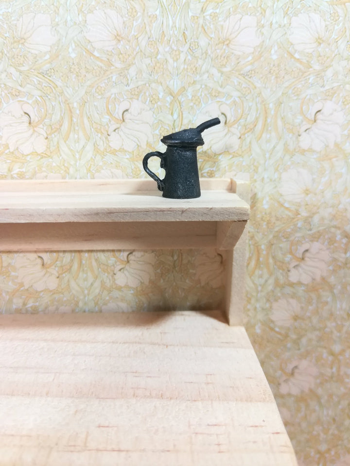 Dollhouse Miniature Oil Can Black Vintage Style Automotive 1:12 Scale Black Metal - Miniature Crush