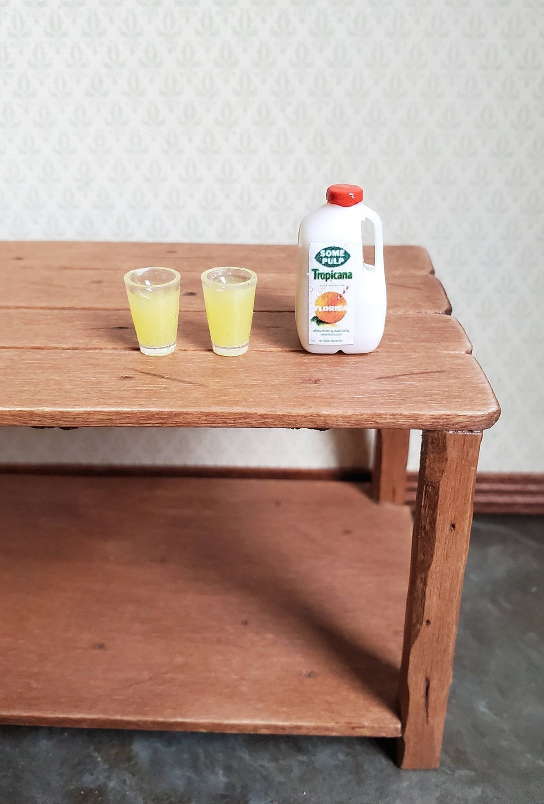 Dollhouse Miniature Orange Juice OJ Gallon Jug x2 Glasses 1:12 Scale Food Kitchen - Miniature Crush