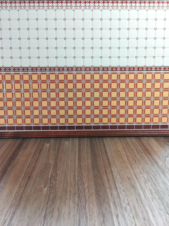 Dollhouse Miniature Orange White Maroon Wall Tiles Textured 1:12 Scale World Model - Miniature Crush