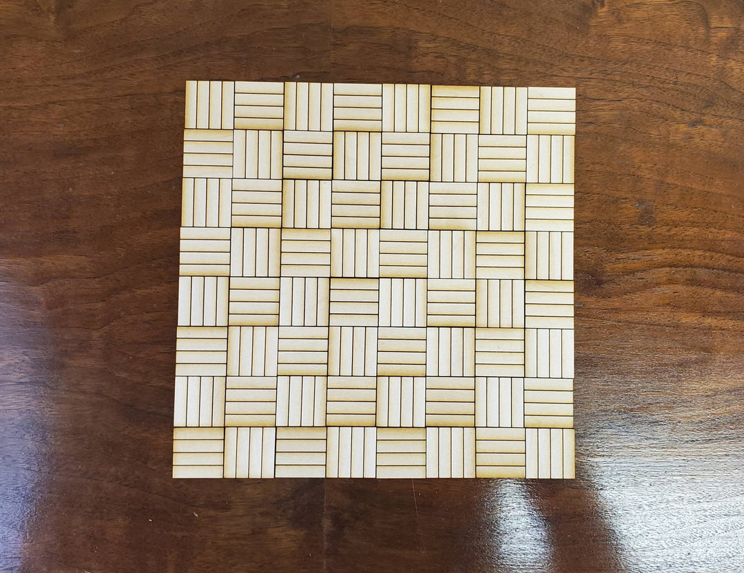 Dollhouse Miniature Parquet Real Wood Flooring 1:12 Scale 8" x 8" Unfinished Wood - Miniature Crush