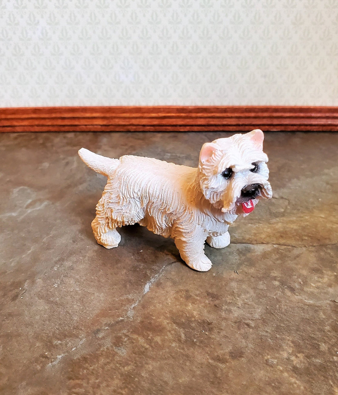 Dollhouse Miniature Puppy Dog Westie 1:12 Scale Pet West Highland Terrier Standing - Miniature Crush