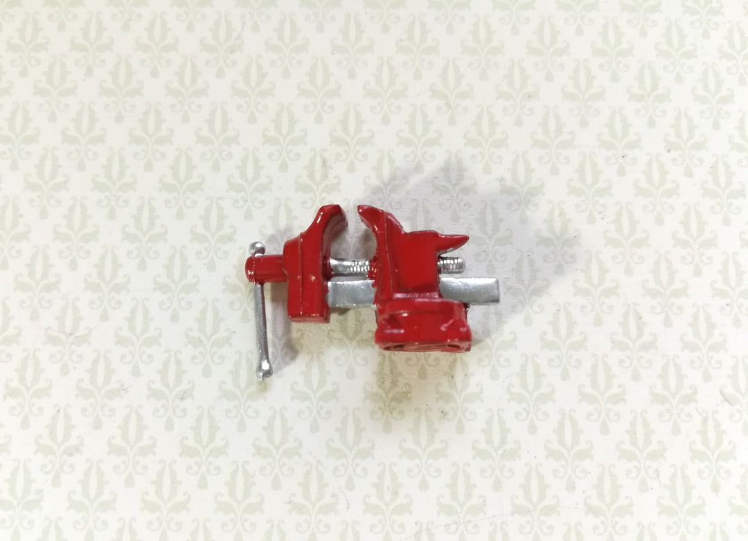 Dollhouse Miniature Red Bench Vise 1:12 Scale Tool Painted Metal - Miniature Crush