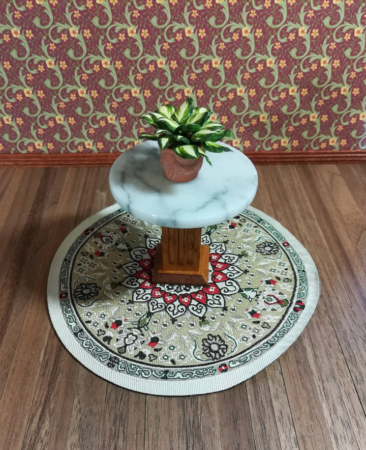 Dollhouse Miniature Round Rug Beige & Red 1:12 Scale 5 1/2" - Miniature Crush