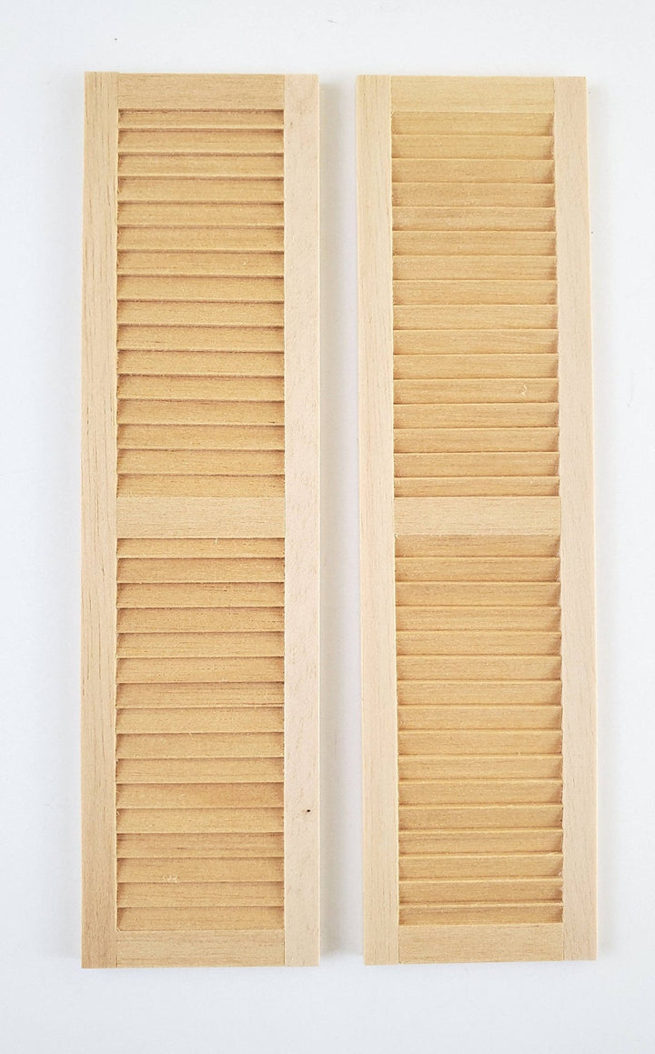 Dollhouse Miniature Shutters Louvered 1 Pair Wood 1:12 Scale 5 11/16" Houseworks #5018 - Miniature Crush