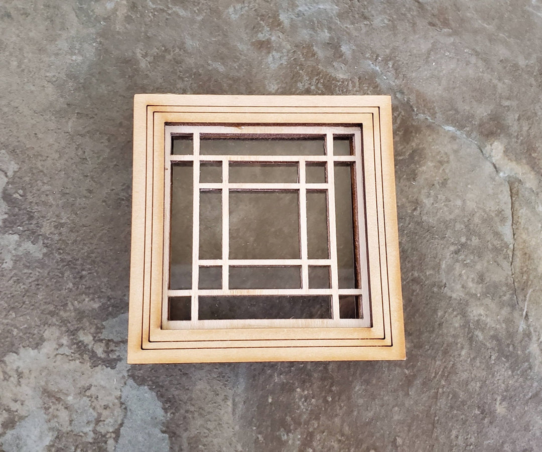 Dollhouse Miniature Square Window Prairie Style fits 2.5" opening 1:12 Scale - Miniature Crush