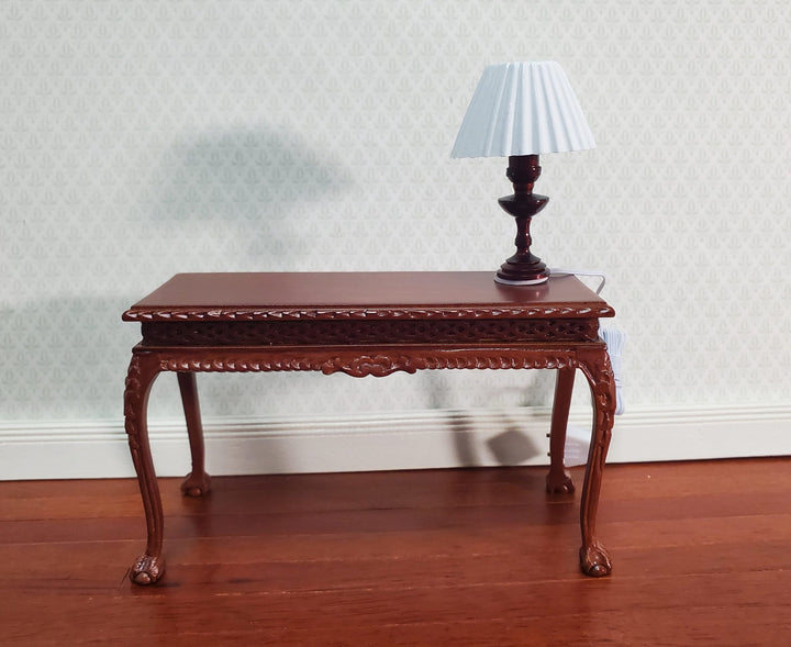 Dollhouse Miniature Table Lamp White Shade Bronze Base 1:12 Scale 12 volt with Plug - Miniature Crush