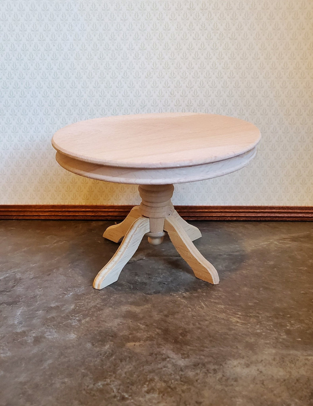 Dollhouse Miniature Table Round Pedestal Unfinished 1:12 Scale Kitchen Dining Room - Miniature Crush