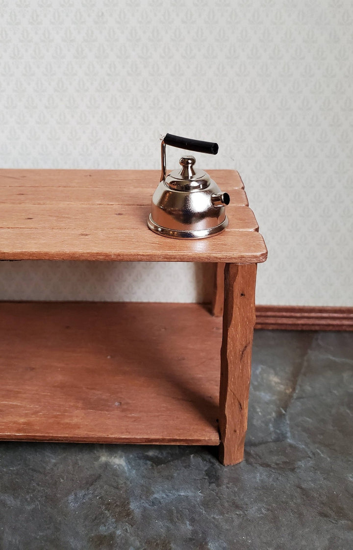 Dollhouse Miniature Teapot Kettle Modern Silver & Black 1:12 Scale Kitchen Accessories - Miniature Crush