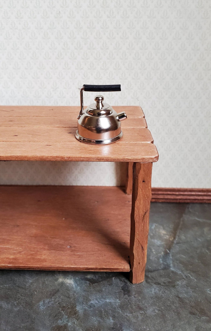 Dollhouse Miniature Teapot Kettle Modern Silver & Black 1:12 Scale Kitchen Accessories - Miniature Crush