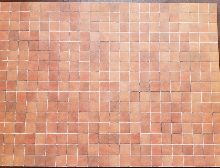 Dollhouse Miniature Terra Cotta Tile Square Embossed Card 1:12 Scale Flooring - Miniature Crush