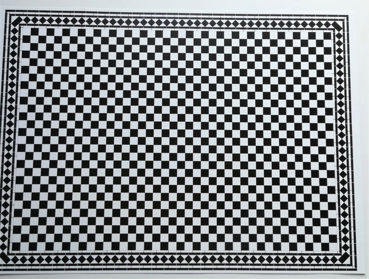 Dollhouse Miniature Tile Flooring Black & White Checked Diamonds Squares 1:12 Scale - Miniature Crush
