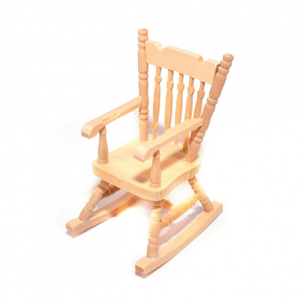 Dollhouse Miniature Unfinished Rocking Chair 1:12 Scale Furniture - Miniature Crush