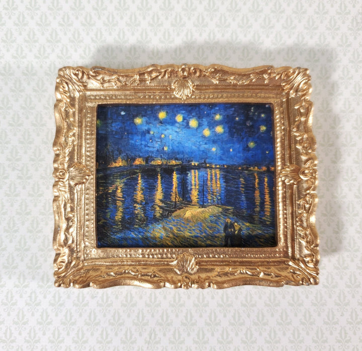 Dollhouse Miniature Van Gogh Starry Night Over the Rhone Framed Print 1:12 Scale Handmade - Miniature Crush