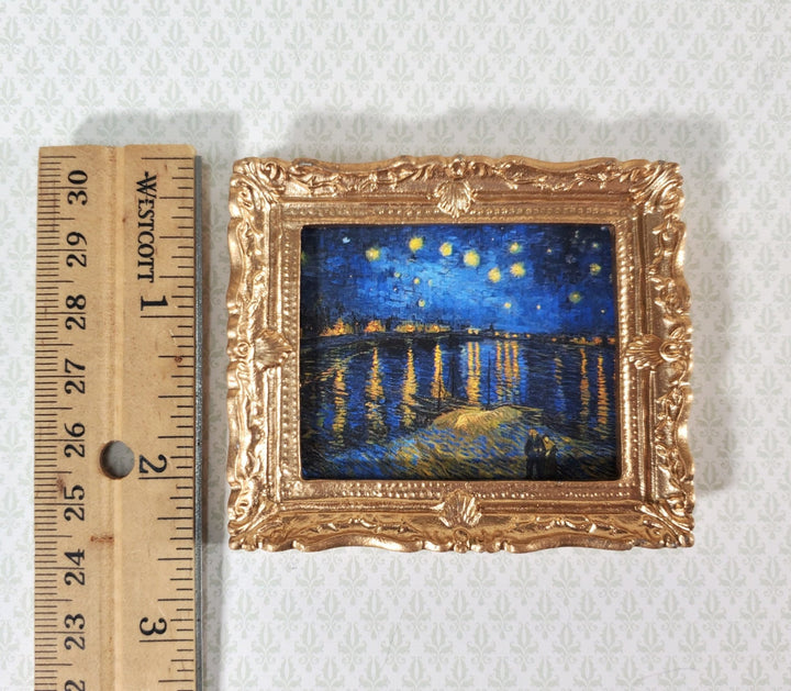 Dollhouse Miniature Van Gogh Starry Night Over the Rhone Framed Print 1:12 Scale Handmade - Miniature Crush