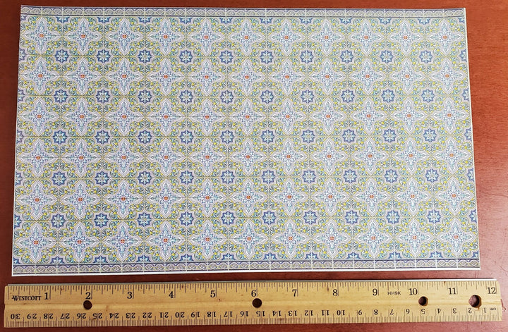 Dollhouse Miniature Wall or Floor Tiles Blues Greens Embossed 1:12 Scale World Model - Miniature Crush