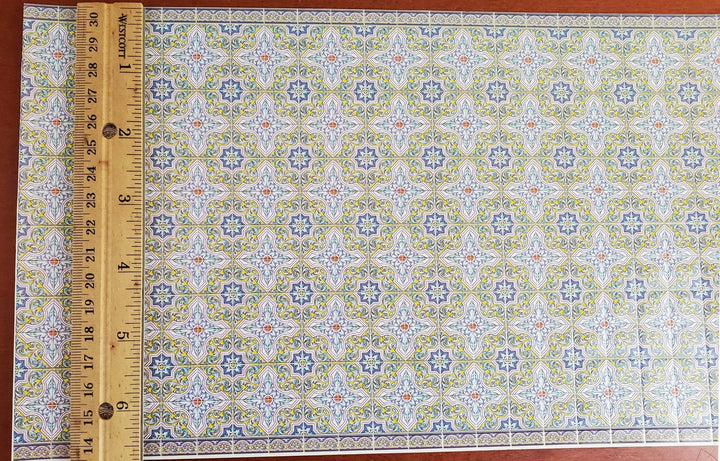Dollhouse Miniature Wall or Floor Tiles Blues Greens Embossed 1:12 Scale World Model - Miniature Crush