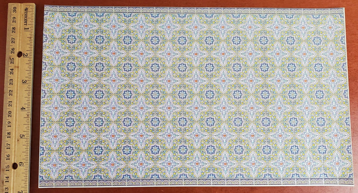 Dollhouse Miniature Wall or Floor Tiles Blues Greens Embossed 1:12 Scale World Model - Miniature Crush