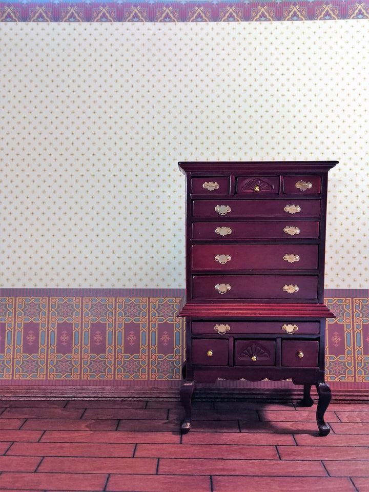 Dollhouse Miniature Wallpaper Brodnax Victorian 3 Part Maroon & Pale Yellow "Tripartite" 1:12 Scale - Miniature Crush