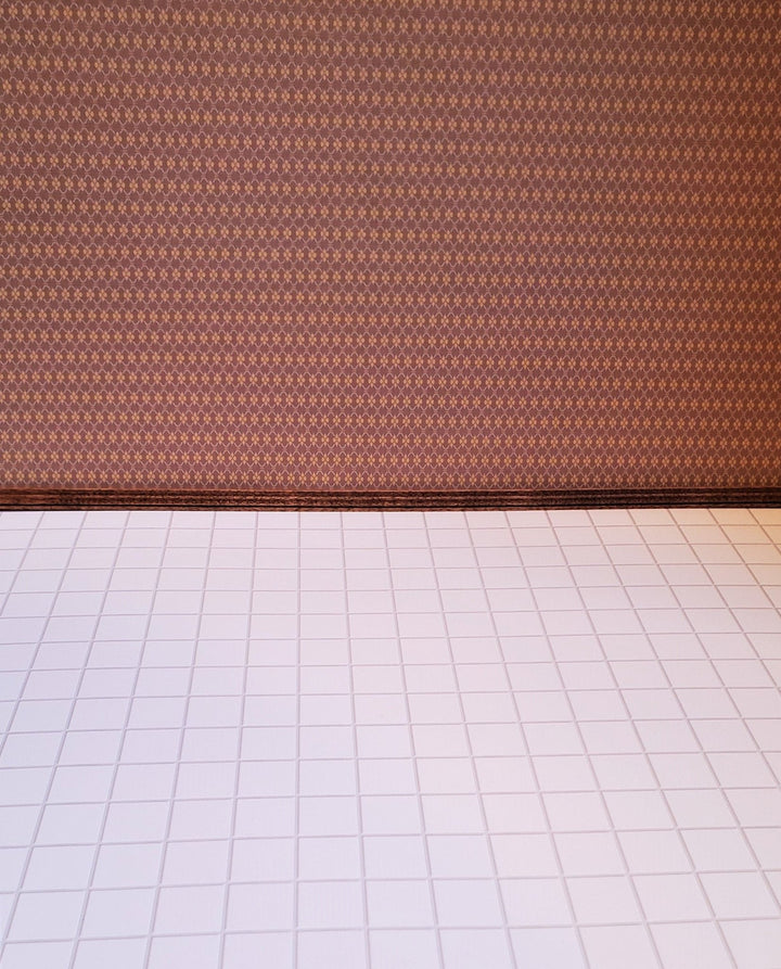 Dollhouse Miniature White Square Tile Embossed Glossy Card 1:12 Scale Light Grout - Miniature Crush