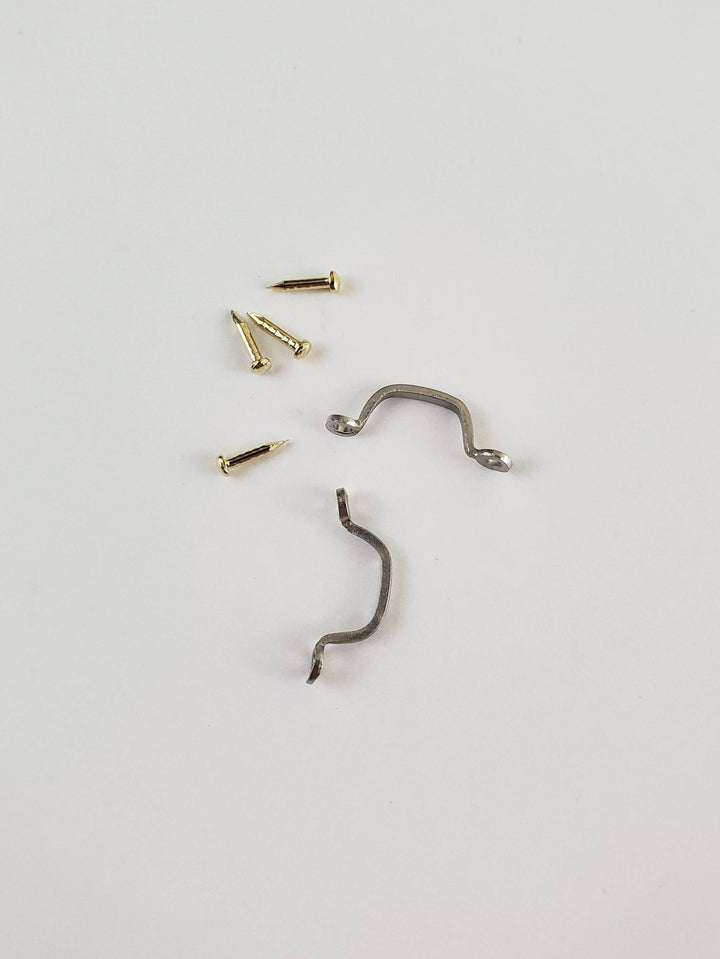 Dollhouse Miniature Window Handles or Drawer Pulls 2 Pieces 1:12 Scale Silver - Miniature Crush