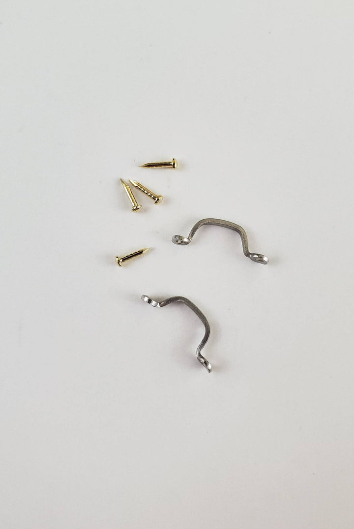 Dollhouse Miniature Window Handles or Drawer Pulls 2 Pieces 1:12 Scale Silver - Miniature Crush