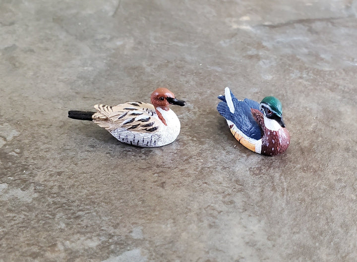 Dollhouse Miniature Wood Ducks Decoys Figures 1:12 Scale Bird Set of 2 - Miniature Crush