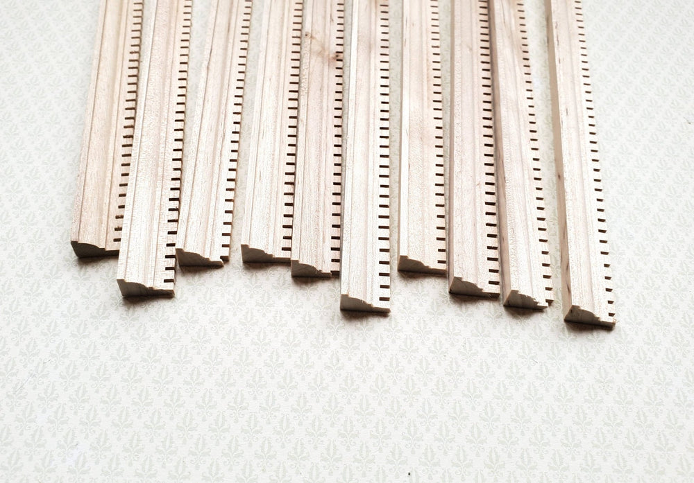 Dollhouse Miniatures 6" Dentil Cornice Crown Molding Trim x10 Pieces 1:12 Scale Building 70215 - Miniature Crush