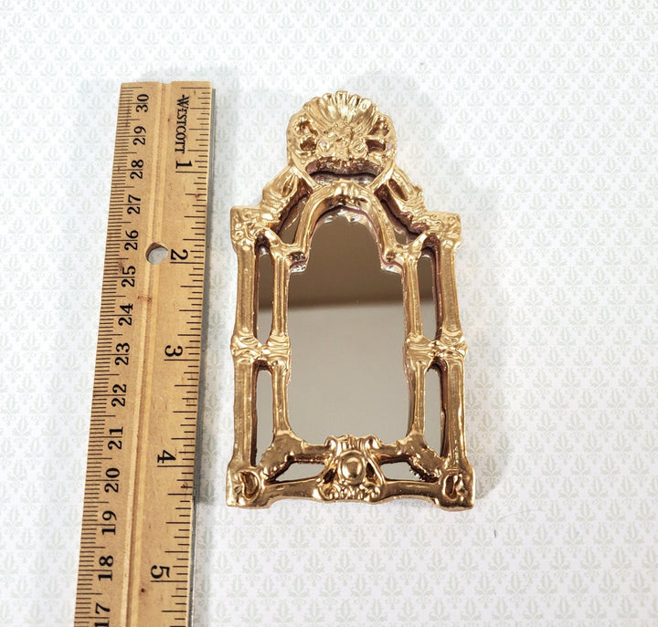 Dollhouse Mirror Baroque Style Gold LARGE 1:12 Scale Miniature Decor 4 1/4" tall - Miniature Crush