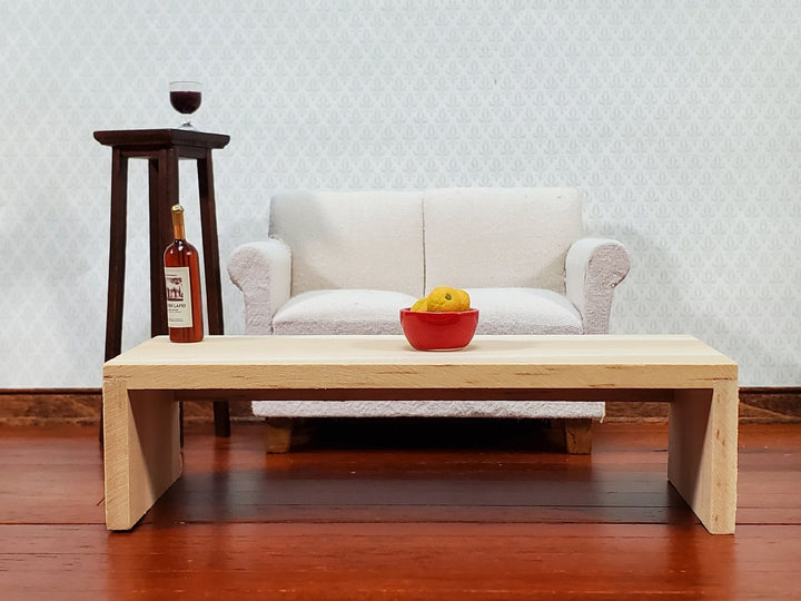 Dollhouse Modern Coffee Table Unpainted Wood 1:12 Scale Miniature Furniture DIY - Miniature Crush
