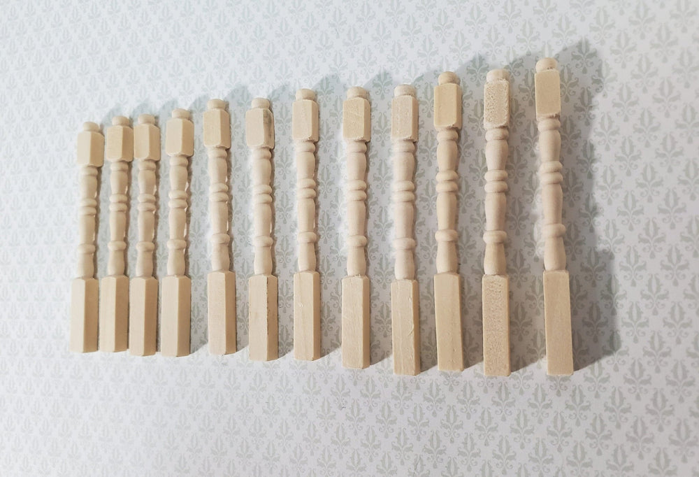 Dollhouse Narrow Newel Posts Spindles Set of 12 1:12 Scale Miniatures 2 3/8" Tall - Miniature Crush