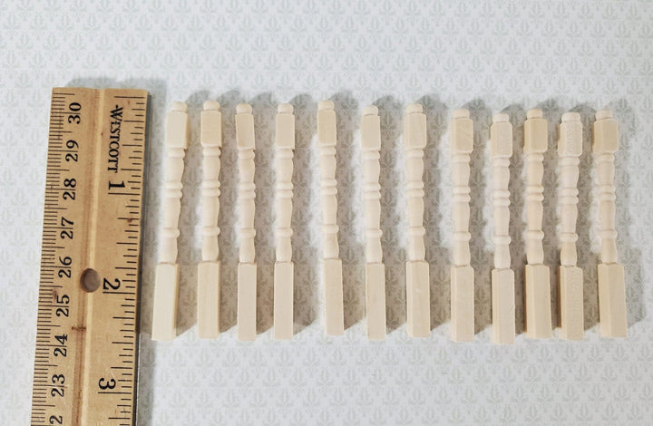 Dollhouse Narrow Newel Posts Spindles Set of 12 1:12 Scale Miniatures 2 3/8" Tall - Miniature Crush