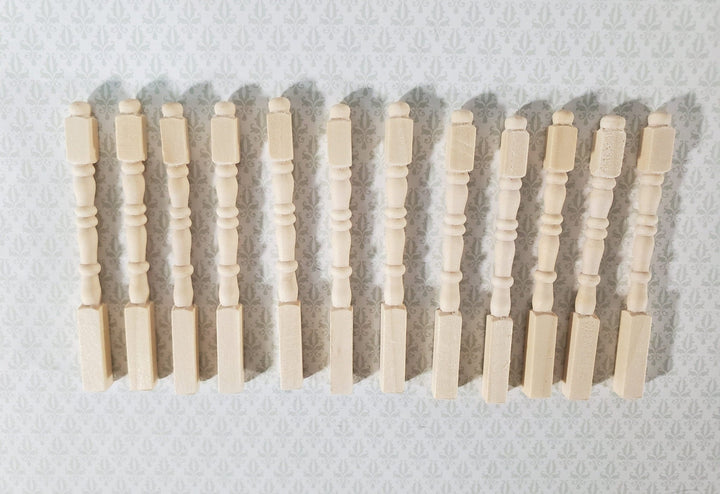 Dollhouse Narrow Newel Posts Spindles Set of 12 1:12 Scale Miniatures 2 3/8" Tall - Miniature Crush