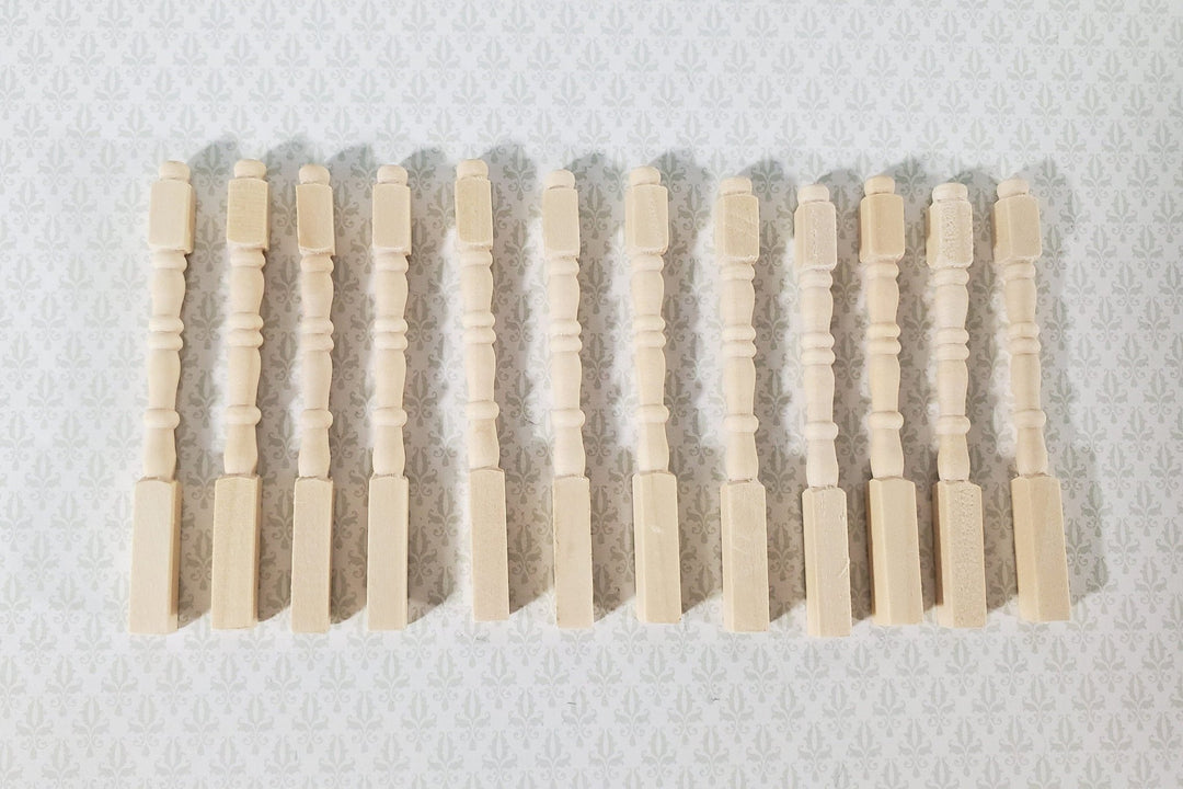 Dollhouse Narrow Newel Posts Spindles Set of 12 1:12 Scale Miniatures 2 3/8" Tall - Miniature Crush