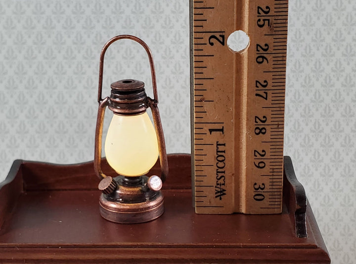 Dollhouse Oil Lantern Lamp Battery Operated Bronze Miniature 1:6 or 1/12 LARGE - Miniature Crush