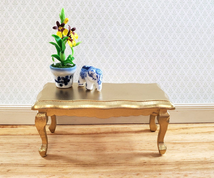 Dollhouse Orchid Plant in Ceramic Planter Yellow Purple 1:12 Scale Miniature Flowers - Miniature Crush