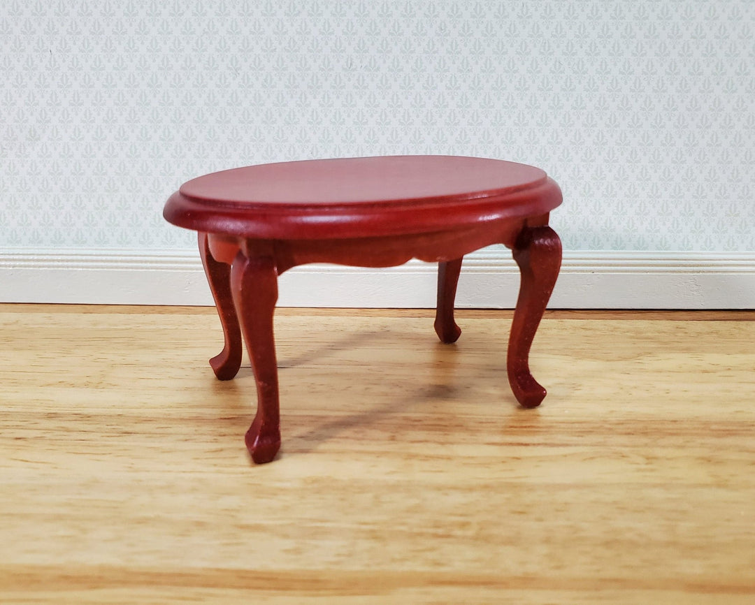 Dollhouse Oval Coffee Table Mahogany Finish 1:12 Scale Miniature Furniture - Miniature Crush