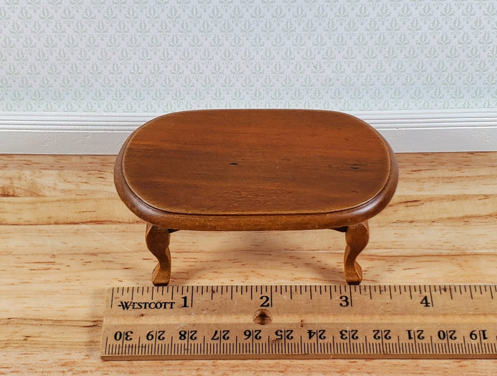 Dollhouse Oval Coffee Table Walnut Finish 1:12 Scale Miniature Furniture - Miniature Crush
