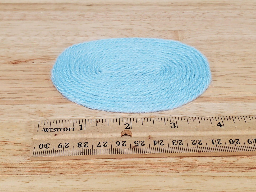 Dollhouse Oval Rug Blue Yarn Small 1:12 Scale Miniature Nursery - Miniature Crush