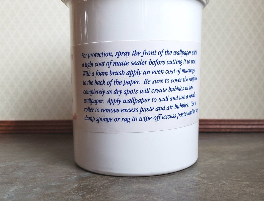 Dollhouse Paste Mucilage for Wallpaper Water Soluble 8 oz Glue - Miniature Crush