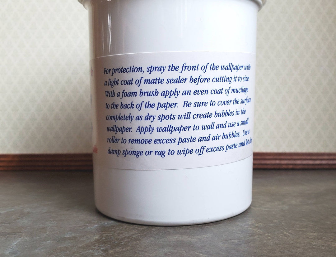 Dollhouse Paste Mucilage for Wallpaper Water Soluble 8 oz Glue - Miniature Crush