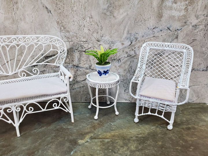 Dollhouse Patio Chair White Metal Mesh 1:12 Scale Miniature Fairy Garden - Miniature Crush